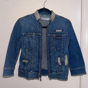 Rhinestone embellished Allen B jean denim jacket